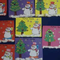 okul öncesınde kağit işler, duvar süsü ,davetiye kartları ,suluboya  çalişması (4985)