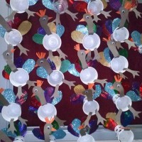 okul öncesınde kağit işler, duvar süsü ,davetiye kartları ,suluboya  çalişması (4986)