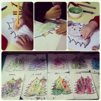 okul öncesınde kağit işler, duvar süsü ,davetiye kartları ,suluboya  çalişması (5007)