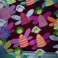 okul öncesınde kağit işler, duvar süsü ,davetiye kartları ,suluboya  çalişması (5027)