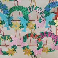 okul öncesınde kağit işler, duvar süsü ,davetiye kartları ,suluboya  çalişması (5043)