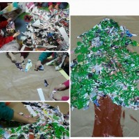 okul öncesınde kağit işler, duvar süsü ,davetiye kartları ,suluboya  çalişması (5046)