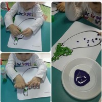 okul öncesınde kağit işler, duvar süsü ,davetiye kartları ,suluboya  çalişması (5060)