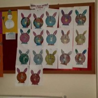 okul öncesınde kağit işler, duvar süsü ,davetiye kartları ,suluboya  çalişması (5087)