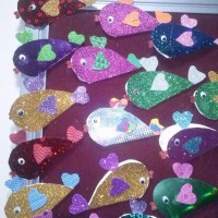 okul öncesınde kağit işler, duvar süsü ,davetiye kartları ,suluboya  çalişması (5102)