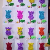 okul öncesınde kağit işler, duvar süsü ,davetiye kartları ,suluboya  çalişması (5117)