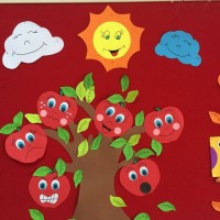 okul öncesınde kağit işler, duvar süsü ,davetiye kartları ,suluboya  çalişması (5118)