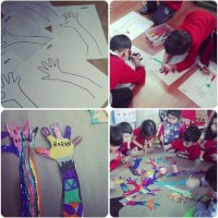okul öncesınde kağit işler, duvar süsü ,davetiye kartları ,suluboya  çalişması (5143)