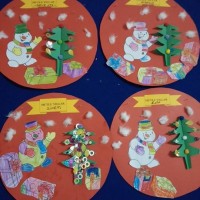 okul öncesınde kağit işler, duvar süsü ,davetiye kartları ,suluboya  çalişması (5144)