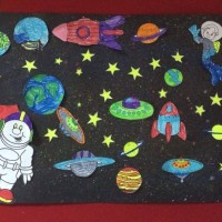 okul öncesınde kağit işler, duvar süsü ,davetiye kartları ,suluboya  çalişması (5164)