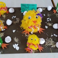 okul öncesınde kağit işler, duvar süsü ,davetiye kartları ,suluboya  çalişması (5175)