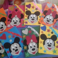 okul öncesınde kağit işler, duvar süsü ,davetiye kartları ,suluboya  çalişması (5188)