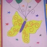 okul öncesınde kağit işler, duvar süsü ,davetiye kartları ,suluboya  çalişması (5202)