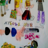 okul öncesınde kağit işler, duvar süsü ,davetiye kartları ,suluboya  çalişması (5204)