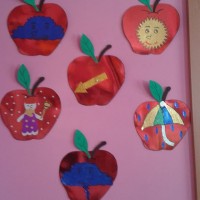 okul öncesınde kağit işler, duvar süsü ,davetiye kartları ,suluboya  çalişması (5208)