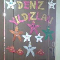 okul öncesınde kağit işler, duvar süsü ,davetiye kartları ,suluboya  çalişması (5212)