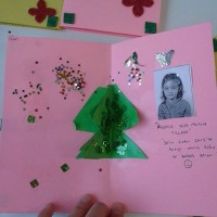 okul öncesınde kağit işler, duvar süsü ,davetiye kartları ,suluboya  çalişması (5214)