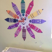 okul öncesınde kağit işler, duvar süsü ,davetiye kartları ,suluboya  çalişması (5216)