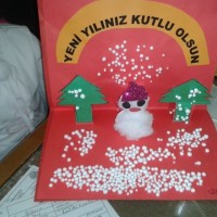 okul öncesınde kağit işler, duvar süsü ,davetiye kartları ,suluboya  çalişması (5221)