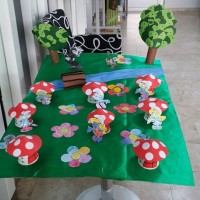 okul öncesınde kağit işler, duvar süsü ,davetiye kartları ,suluboya  çalişması (5226)