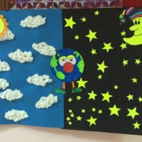 okul öncesınde kağit işler, duvar süsü ,davetiye kartları ,suluboya  çalişması (5233)