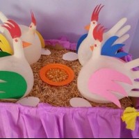 okul öncesınde kağit işler, duvar süsü ,davetiye kartları ,suluboya  çalişması (5261)