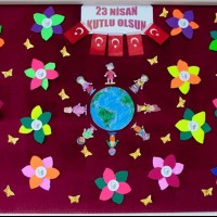 okul öncesınde kağit işler, duvar süsü ,davetiye kartları ,suluboya  çalişması (5268)