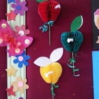 okul öncesınde kağit işler, duvar süsü ,davetiye kartları ,suluboya  çalişması (5275)