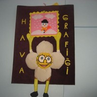 okul öncesınde kağit işler, duvar süsü ,davetiye kartları ,suluboya  çalişması (5291)