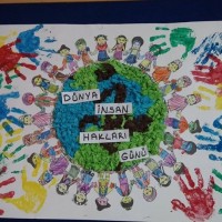 okul öncesınde kağit işler, duvar süsü ,davetiye kartları ,suluboya  çalişması (5297)