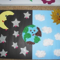 okul öncesınde kağit işler, duvar süsü ,davetiye kartları ,suluboya  çalişması (5343)