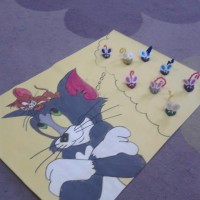 okul öncesınde kağit işler, duvar süsü ,davetiye kartları ,suluboya  çalişması (5386)