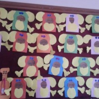 okul öncesınde kağit işler, duvar süsü ,davetiye kartları ,suluboya  çalişması (5435)