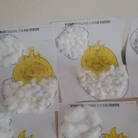 okul öncesınde kağit işler, duvar süsü ,davetiye kartları ,suluboya  çalişması (5449)