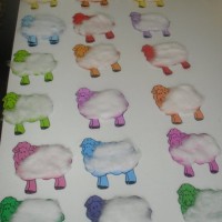 okul öncesınde kağit işler, duvar süsü ,davetiye kartları ,suluboya  çalişması (5460)