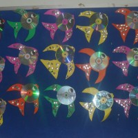 okul öncesınde kağit işler, duvar süsü ,davetiye kartları ,suluboya  çalişması (5474)