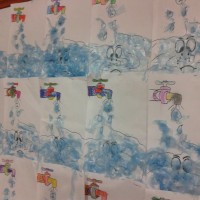 okul öncesınde kağit işler, duvar süsü ,davetiye kartları ,suluboya  çalişması (5498)