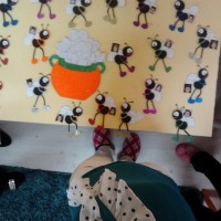 okul öncesınde kağit işler, duvar süsü ,davetiye kartları ,suluboya  çalişması (5516)