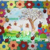 okul öncesınde kağit işler, duvar süsü ,davetiye kartları ,suluboya  çalişması (5520)