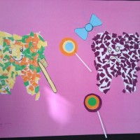 okul öncesınde kağit işler, duvar süsü ,davetiye kartları ,suluboya  çalişması (5527)