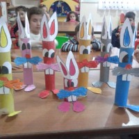 okul öncesınde kağit işler, duvar süsü ,davetiye kartları ,suluboya  çalişması (5532)