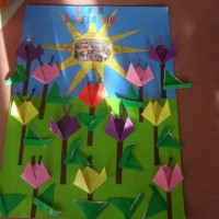 okul öncesınde kağit işler, duvar süsü ,davetiye kartları ,suluboya  çalişması (5543)