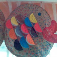 okul öncesınde kağit işler, duvar süsü ,davetiye kartları ,suluboya  çalişması (5549)