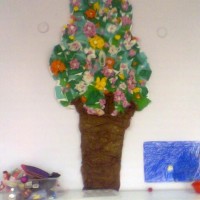 okul öncesınde kağit işler, duvar süsü ,davetiye kartları ,suluboya  çalişması (5581)