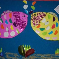 okul öncesınde kağit işler, duvar süsü ,davetiye kartları ,suluboya  çalişması (5586)