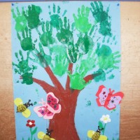 okul öncesınde kağit işler, duvar süsü ,davetiye kartları ,suluboya  çalişması (5609)