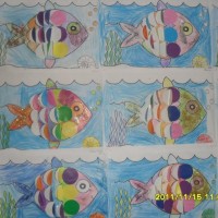 okul öncesınde kağit işler, duvar süsü ,davetiye kartları ,suluboya  çalişması (5621)