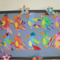 okul öncesınde kağit işler, duvar süsü ,davetiye kartları ,suluboya  çalişması (5625)