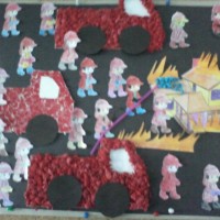 okul öncesınde kağit işler, duvar süsü ,davetiye kartları ,suluboya  çalişması (5633)