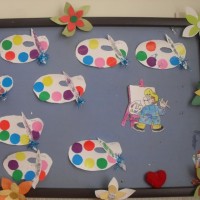 okul öncesınde kağit işler, duvar süsü ,davetiye kartları ,suluboya  çalişması (5635)